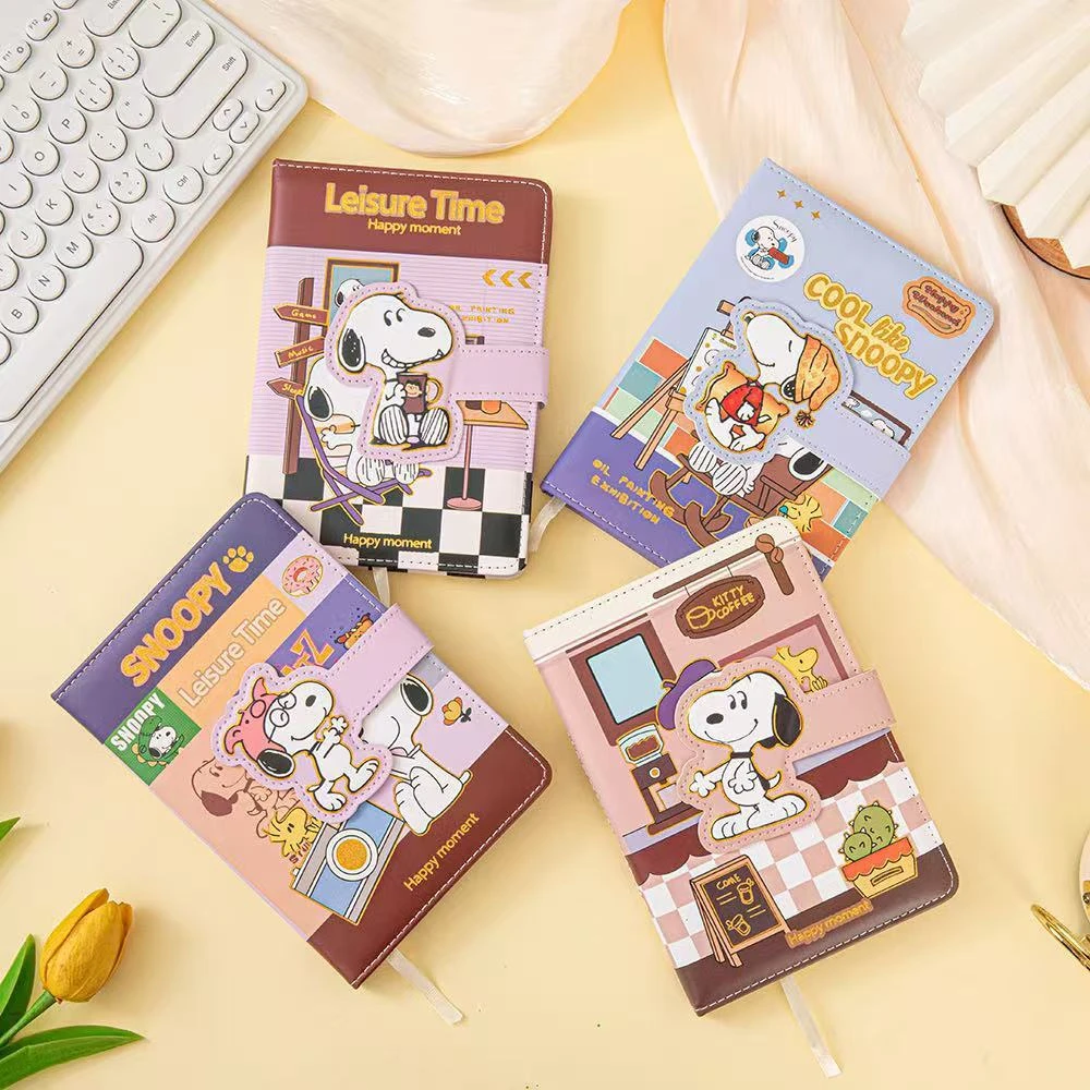 卡通史努比笔记本磁扣32kPU彩页记事本活页可爱学生账本