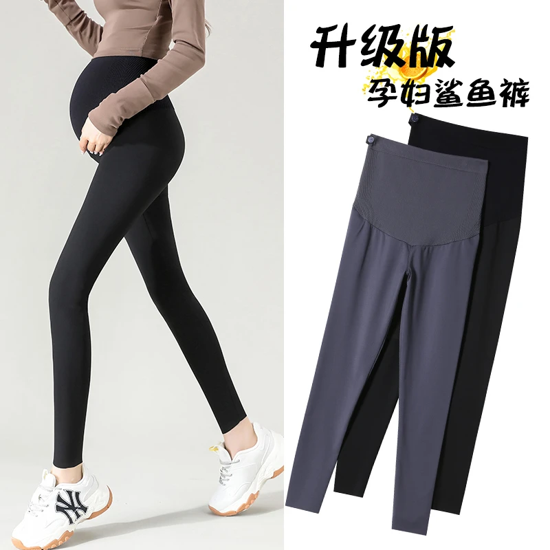 孕妇打底裤鲨鱼裤春秋季外穿薄款孕妇裤子秋装芭比瑜伽长裤孕妇装
