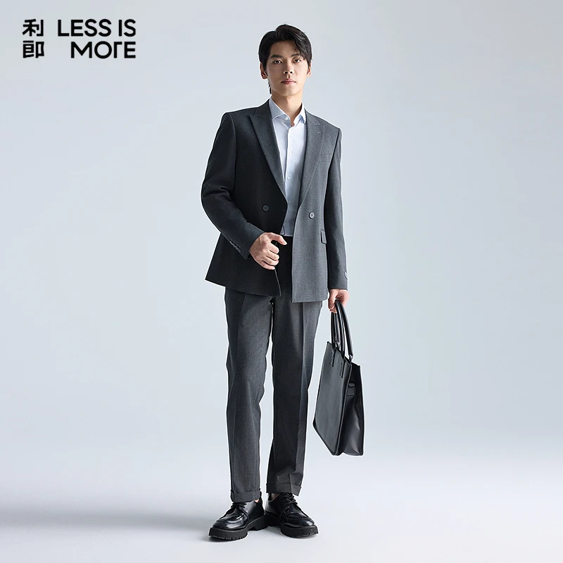 利郎西服【戗驳领】2025新款男士商务高档西装灰色修身上班结婚套装