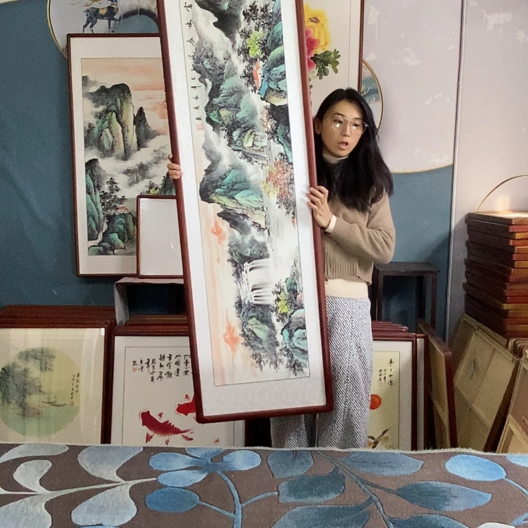 *****国画手写手绘带框包邮国画作品47✖️162