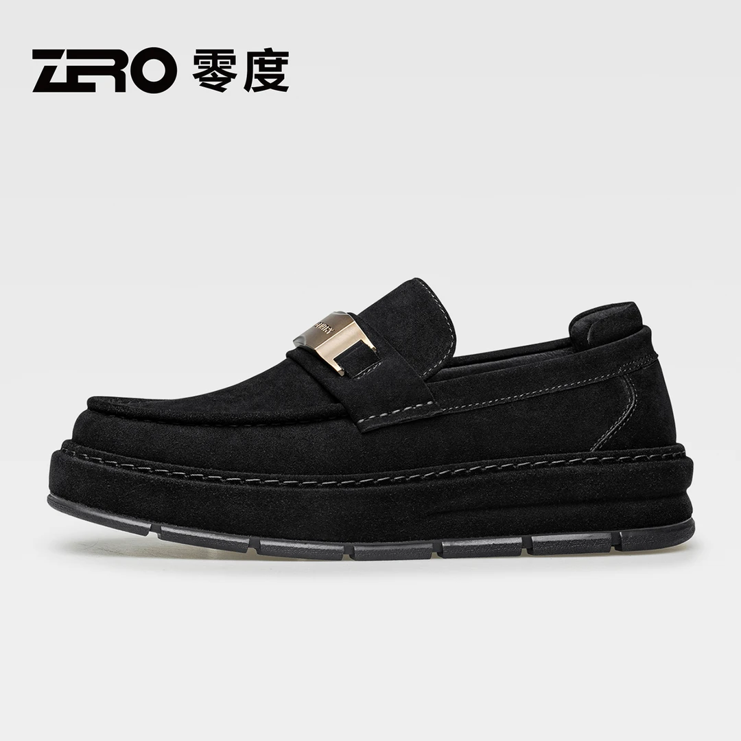 ZRO零度男鞋秋冬季新款男士高端时尚百搭休闲皮鞋舒适厚底乐福鞋