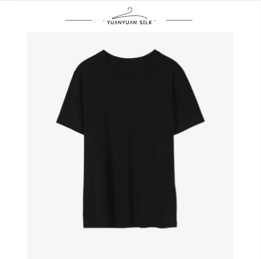 A 夏季天然蚕丝混纺男士T恤 舒适圆领宽松百搭短袖休闲上衣o81
