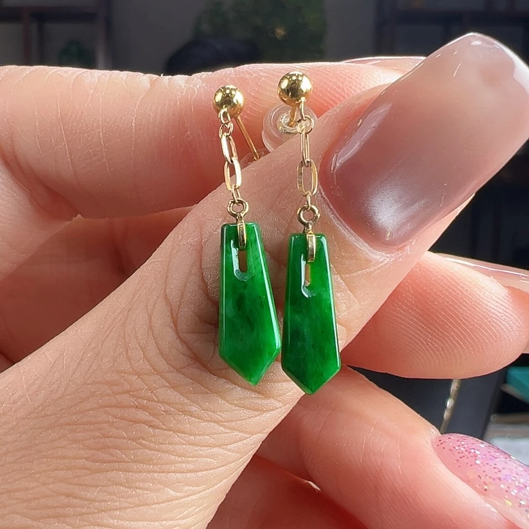 翡翠18K金镶嵌耳饰耳环