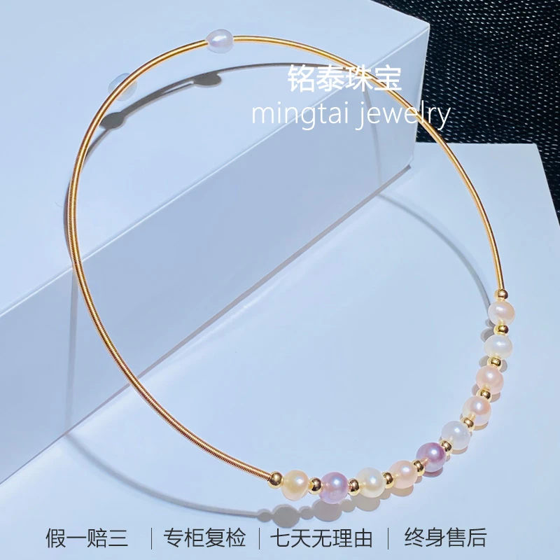 铭泰珠宝 【彩色】糖果天然淡水珍珠时尚项圈发箍两用款百搭