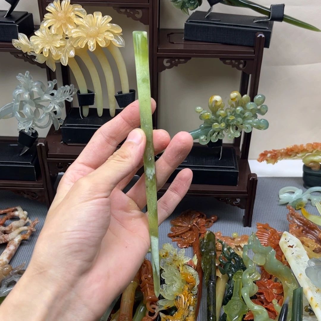 蛇纹石玉合金发饰