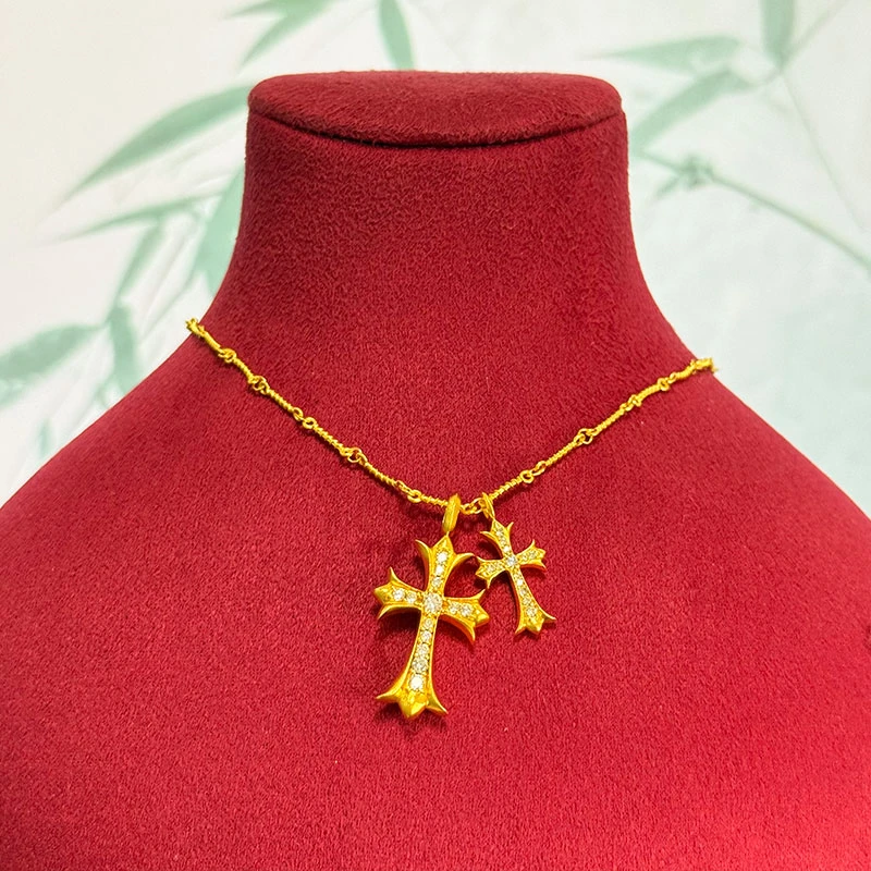 足银银制品 十字时尚链子小众复古百搭素款手工精致