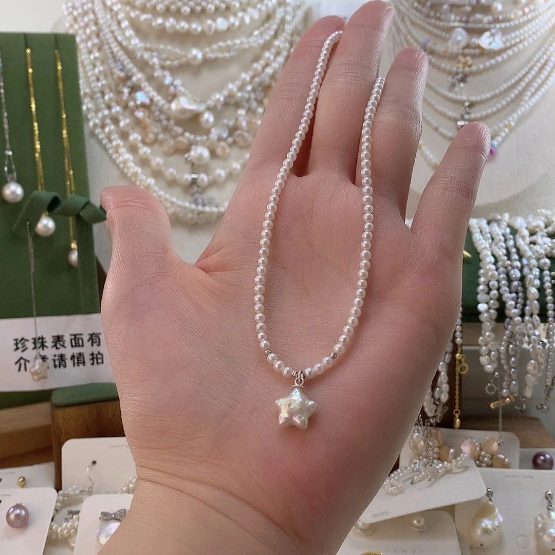 义***顾银S925镶嵌颈饰淡水珍珠