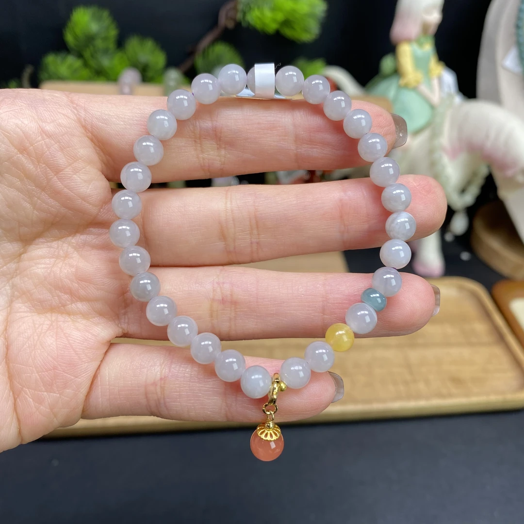 【和田玉烟紫6m手串】A1181搭配翡翠蜜蜡南红轻奢小众闺蜜饰品