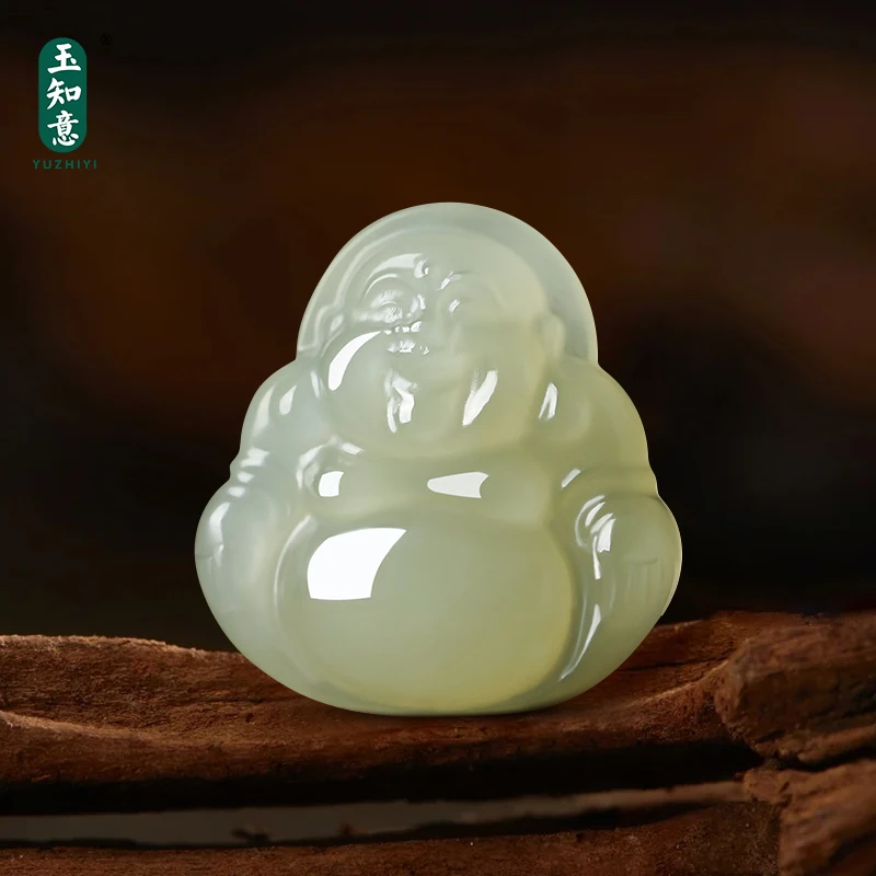 玉知意和田玉浅晴水弥勒大佛公吊坠女款天然玉石多样性发货【赠绳】