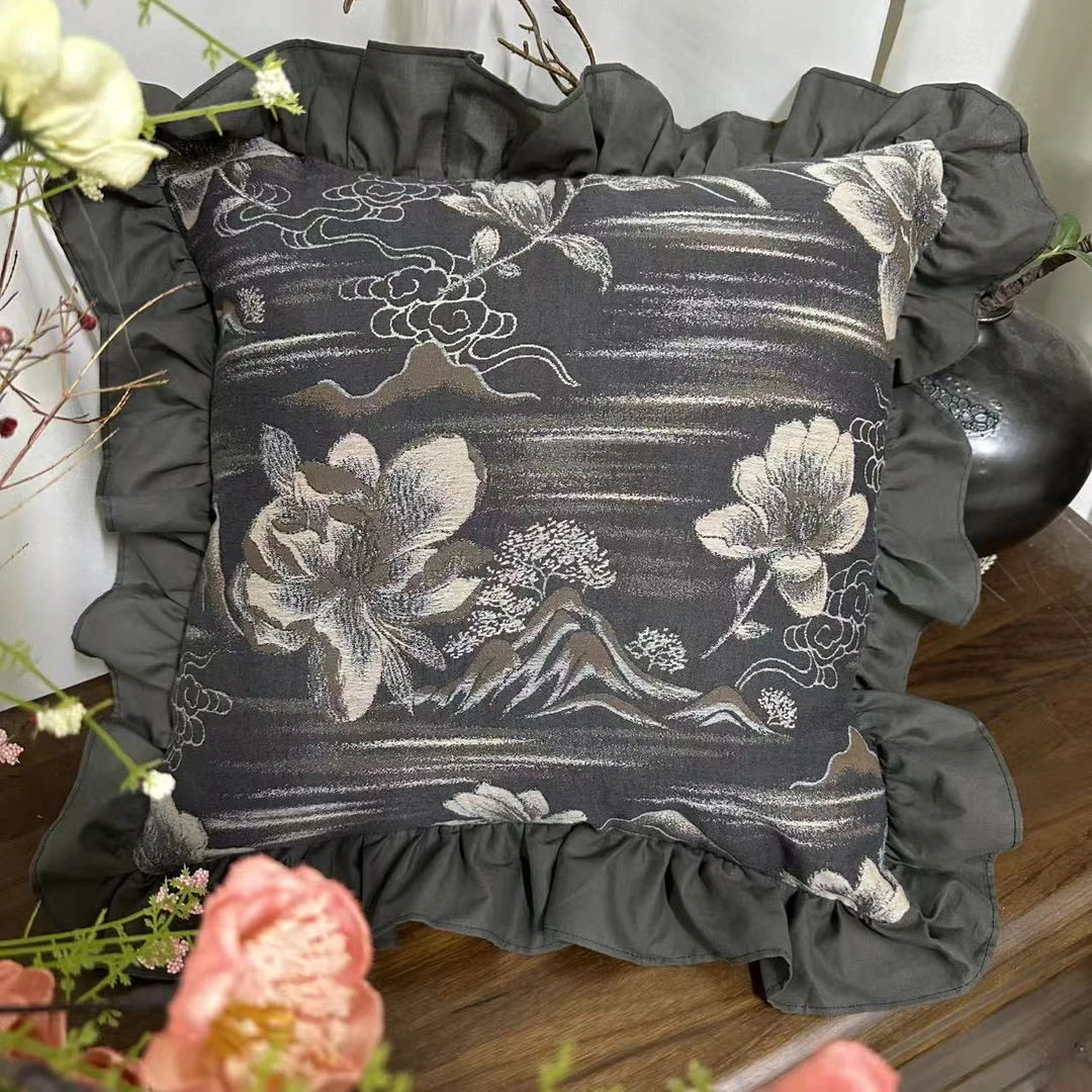 【不含枕芯1个装】月神-深灰色公主风抱枕套50*50cm
