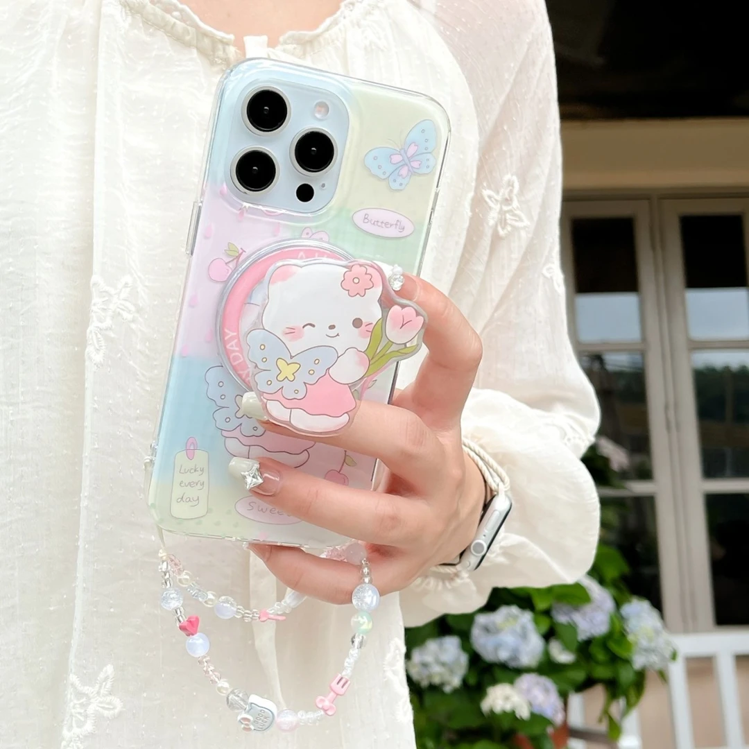 磁吸双面-捧花KT猫适用苹果16promax手机壳可爱创意少女心iphone1