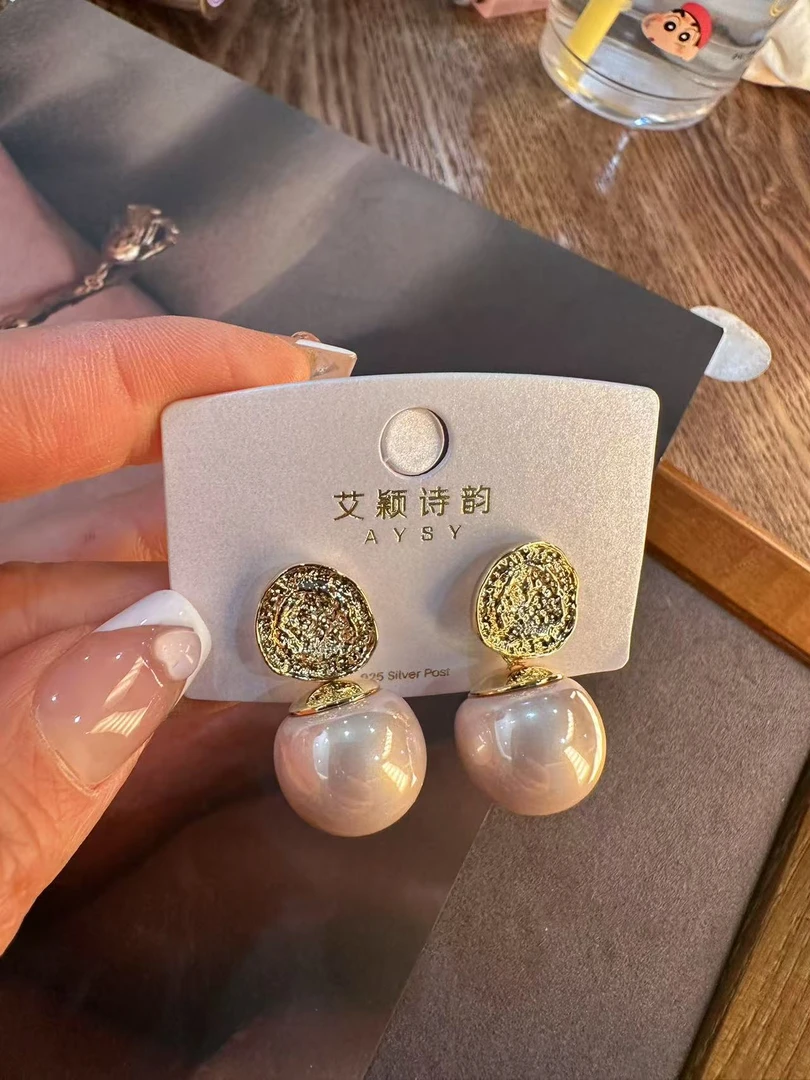 钛钢耳饰 【小胖家】简约轻奢珠珠圆形耳钉