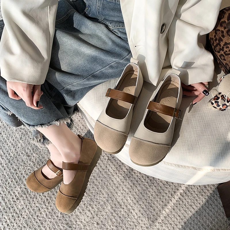 【LI LING】玛丽珍鞋女平底单鞋2024年春季浅口软底豆豆鞋勃肯鞋子