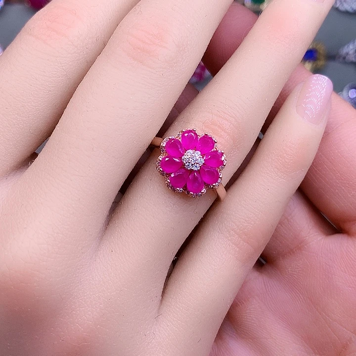 红宝石银S925镶嵌戒指