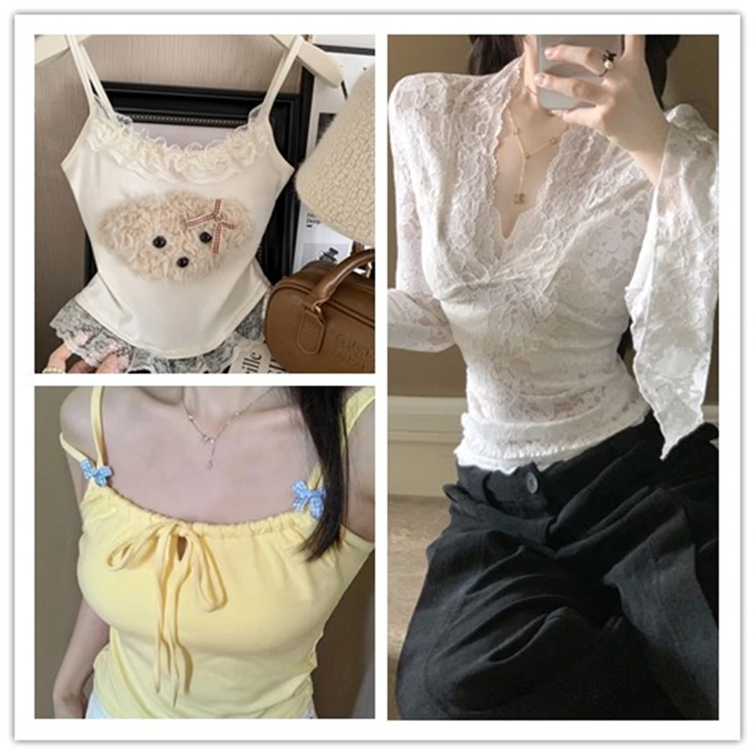 【辣妹合集】对应编码拍辣妹吊带针织衫开衫背心带垫短袖运动瑜伽