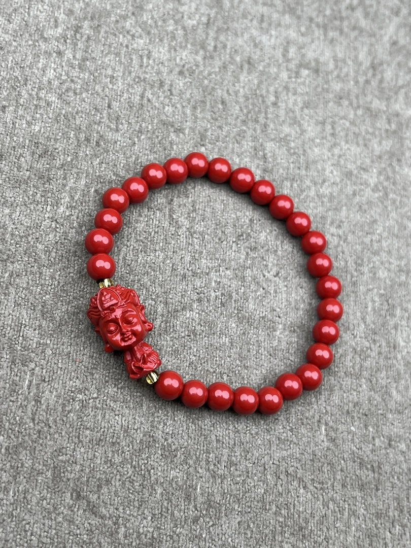 含辰砂工艺品高含量朱砂红砂设计款八大守护手串