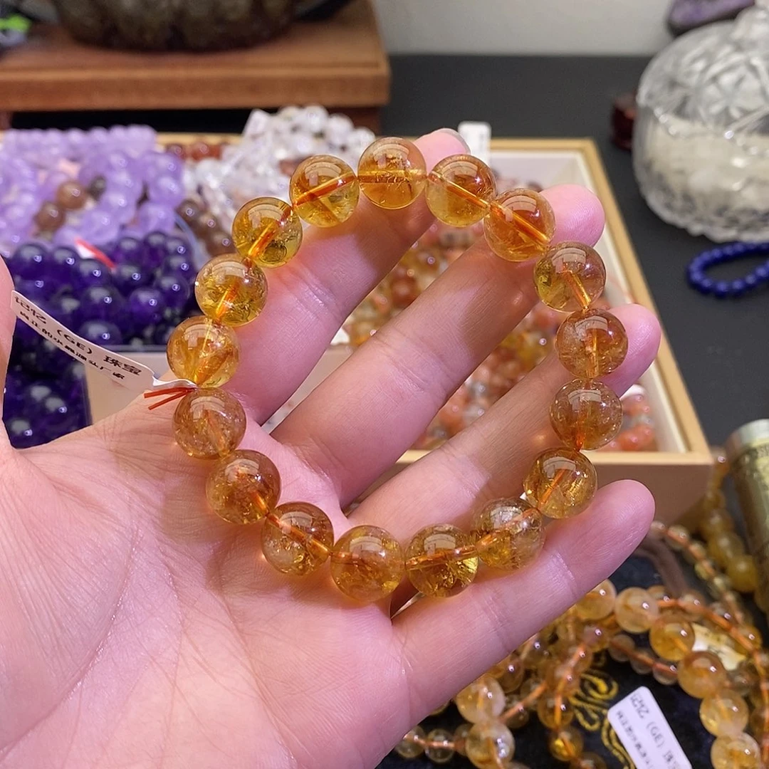 未镶嵌手链水晶黄水晶12+