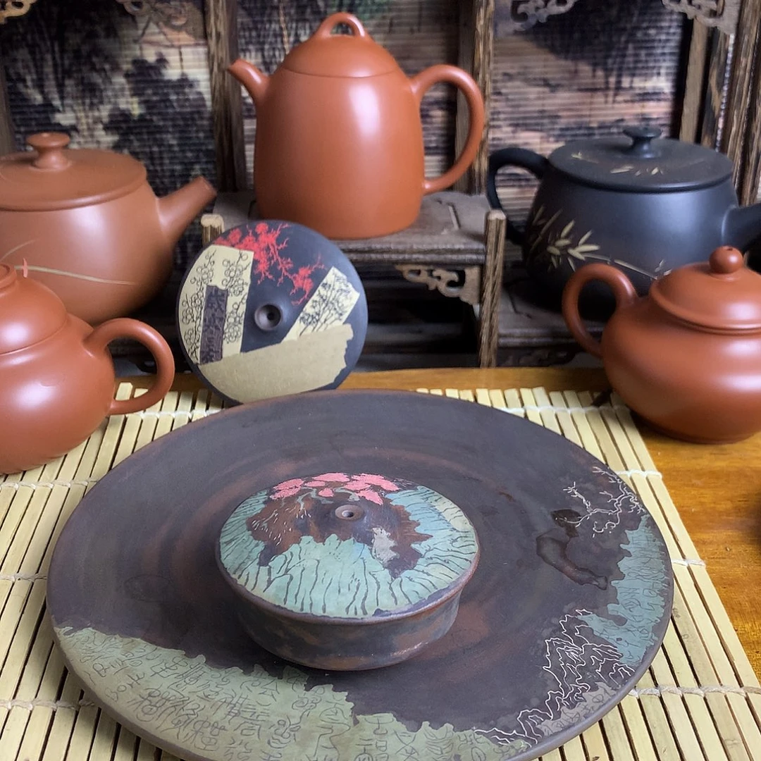 云南建水紫陶彩填盖置