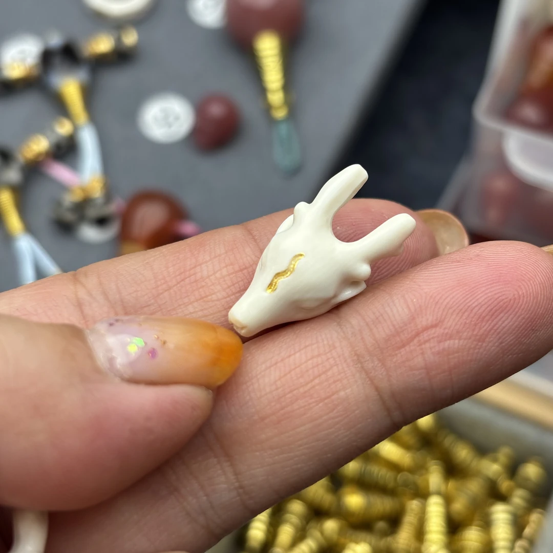 猛犸鹿角三通原色无漂白文玩配饰卡11mm