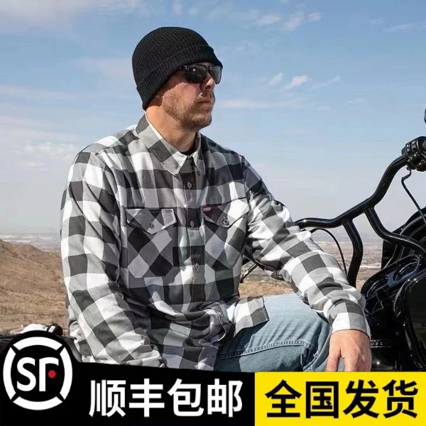 Dixxon 哈雷印第安美式巡航T恤衬衫格纹 DS阿美咔叽复古牛仔