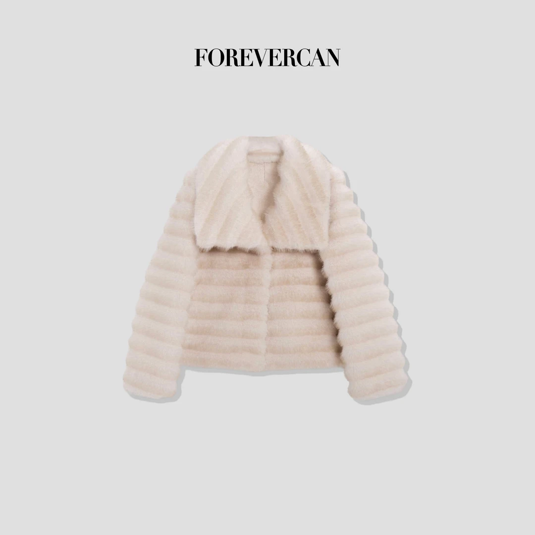 FOREVERCAN“落日沙滩”客订进口麂皮绒毛绒大衣外套 SC22521