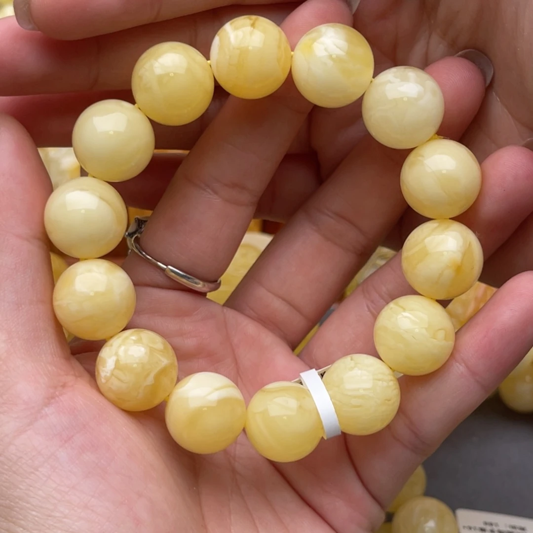 裸石琥珀未镶嵌别****玩蜜蜡圆珠手串卡十五