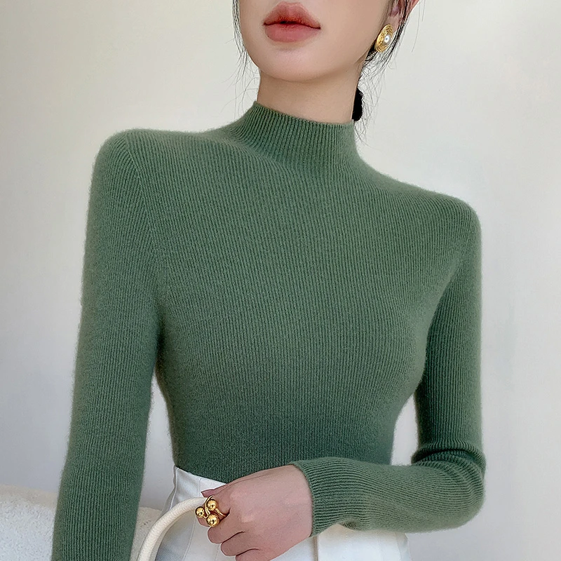 【H.H女装专属】一线成衣毛衣女半高领针织衫打底衫秋冬修身柔内搭