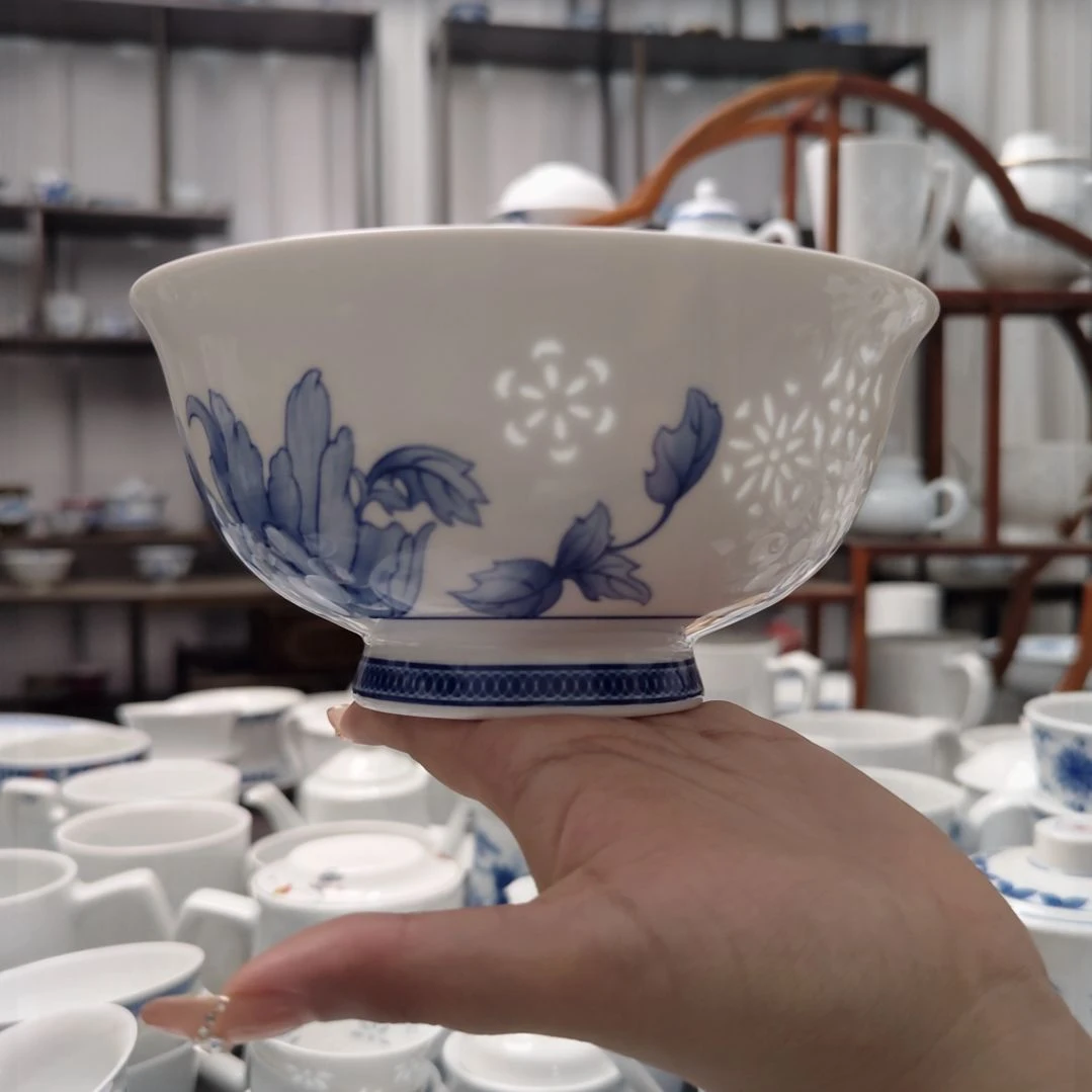 瓷清水出芙蓉6寸面碗两只装