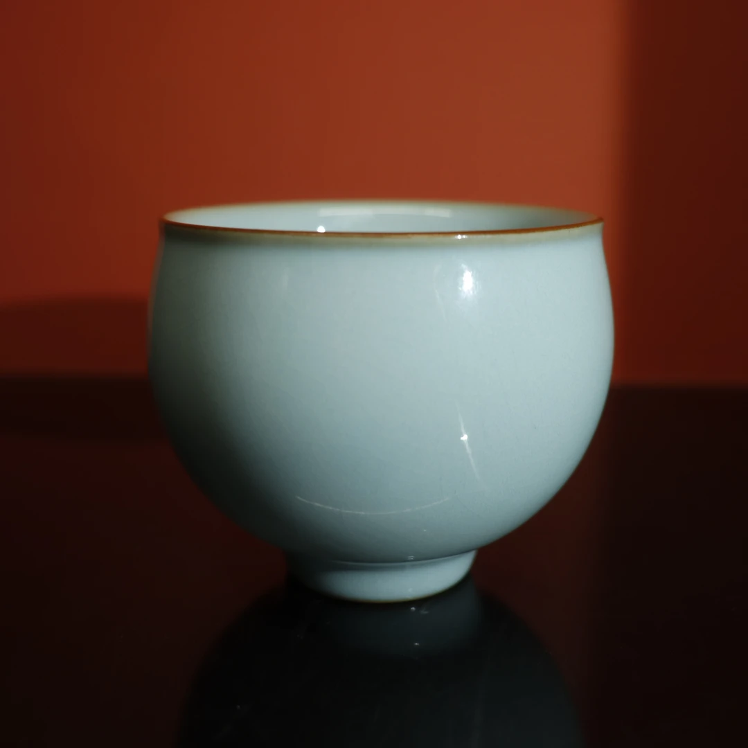 廷怀窑福利品 天青釉大龙蛋杯大容量150ml左右