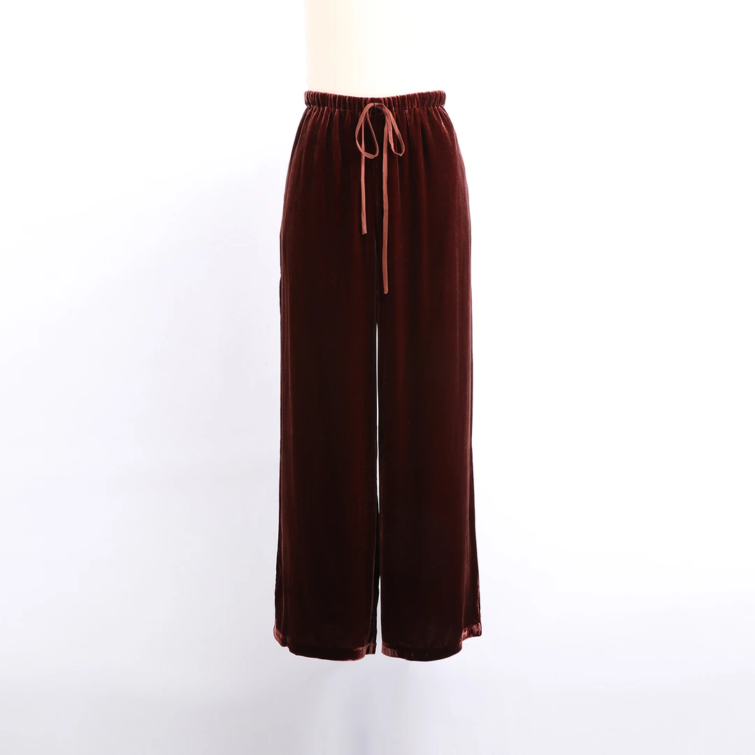 新款休闲女裤时尚百搭显瘦丝绒阔腿裤女5229-70027