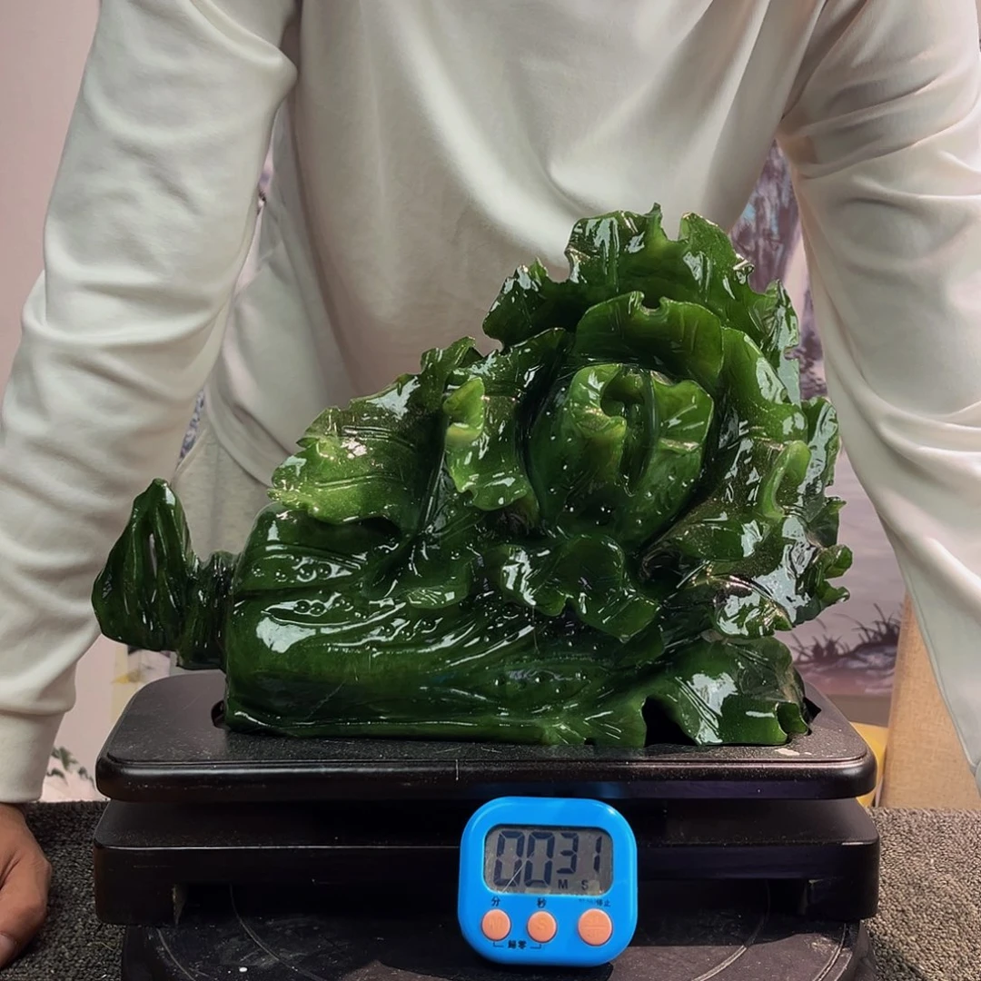 高***人玉玉摆件绿色带底座