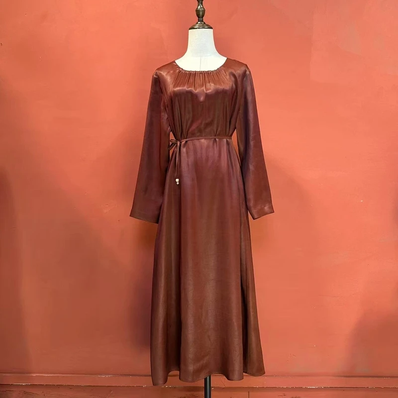 艾可原创  简约款连衣裙 套头穿 素邹缎香云纱红云纱