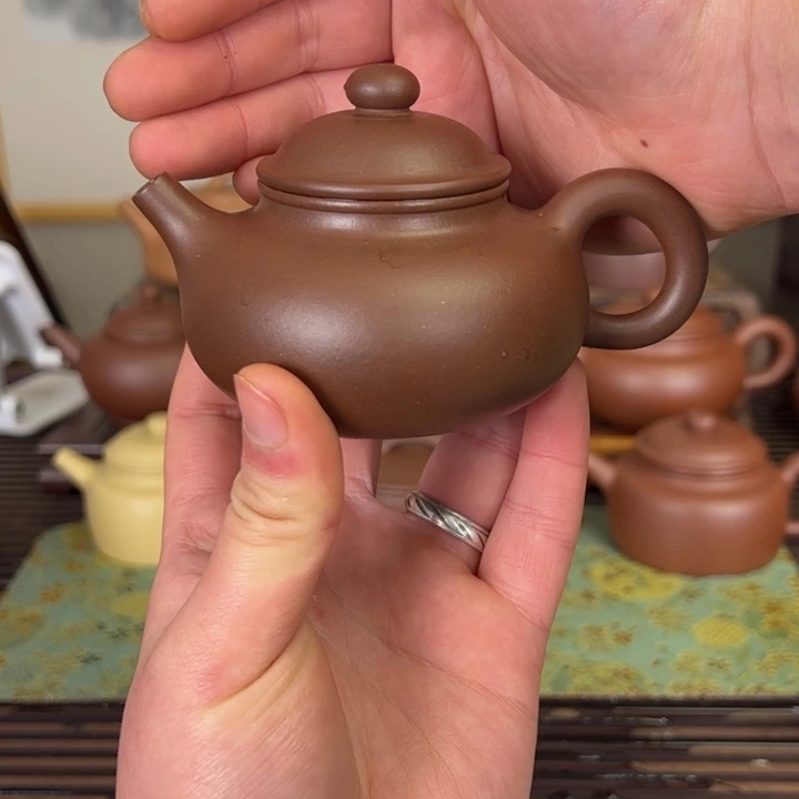 紫砂茶壶山***6全手工老紫泥容天160c