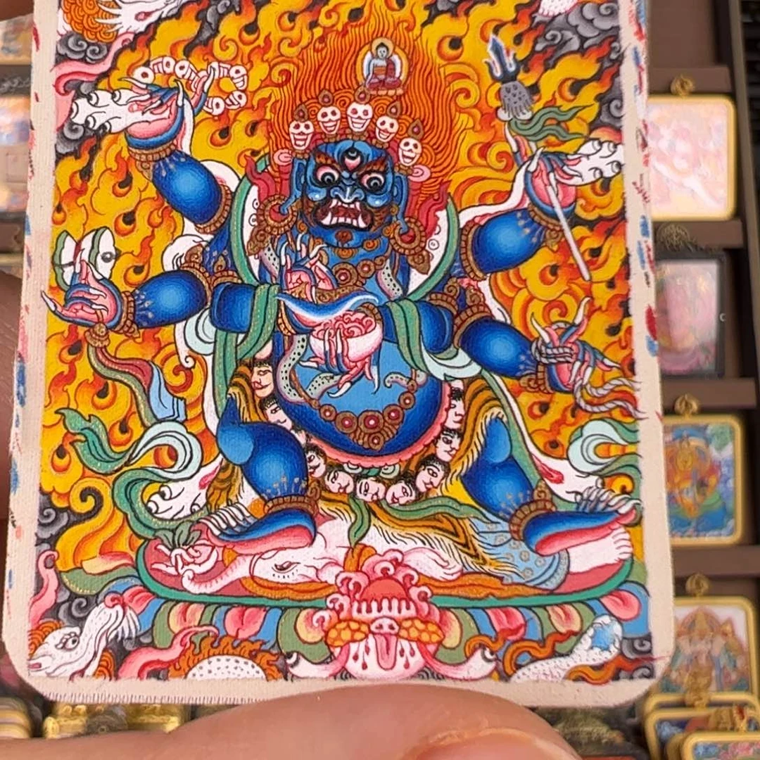 尼***控吊坠大黑天唐卡绘画作品