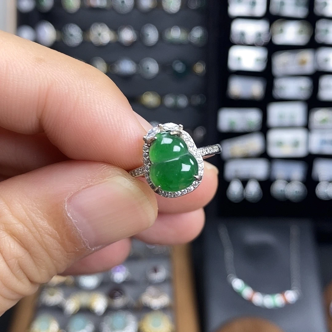 银S925镶嵌戒指翡翠
