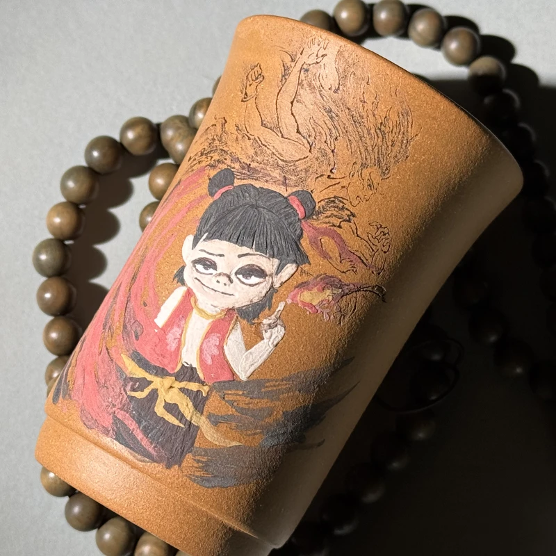 【爱动漫】魔丸哪吒泥绘刻绘相结合原矿老段你紫砂主人杯