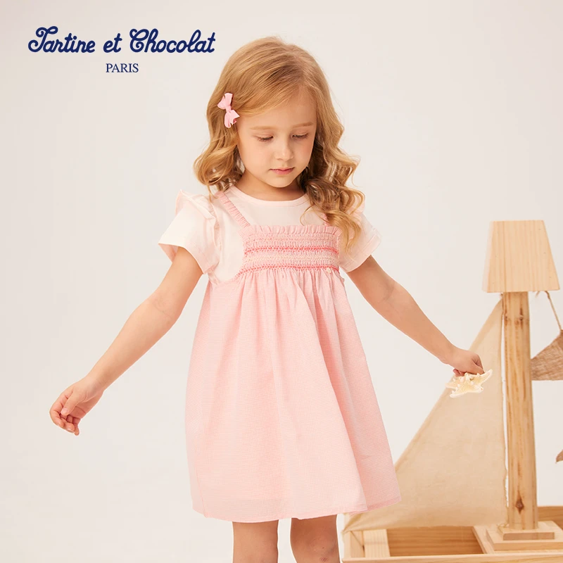 TC法国巧克力童装25夏新品女童休闲裙吊带裙套装