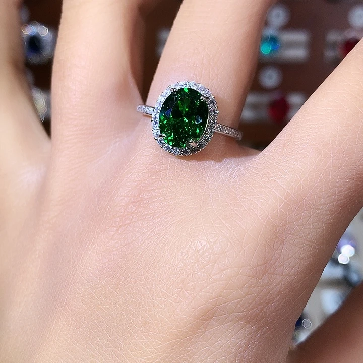 碧玺戒指银S925镶嵌白810