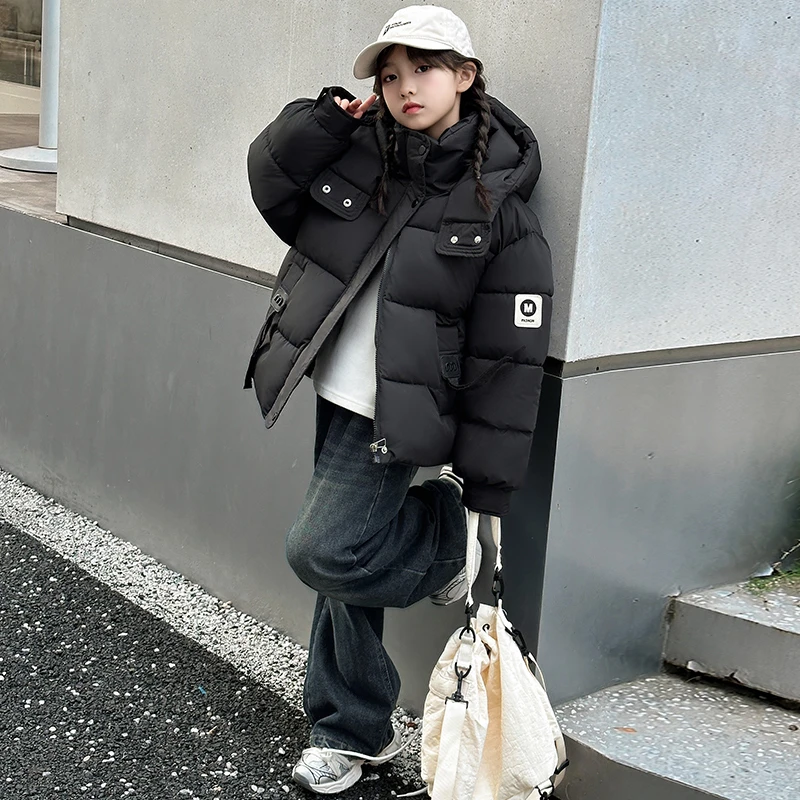 【嘻嘻柚】女童冬装加厚连帽棉服外套2025新洋气面包服韩版保暖棉衣