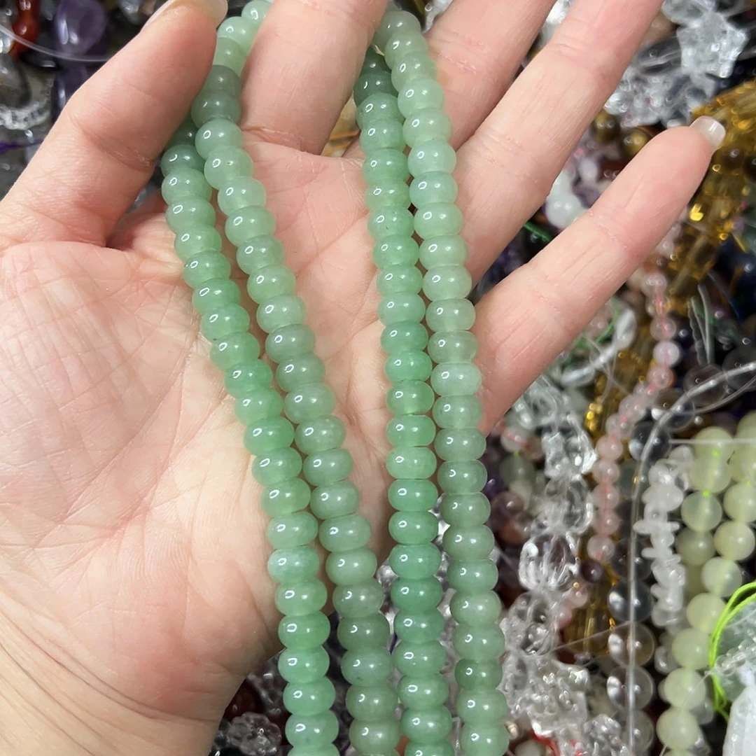 玛瑙/玉髓未镶嵌珠宝半成品，卡8绿东陵算盘一条