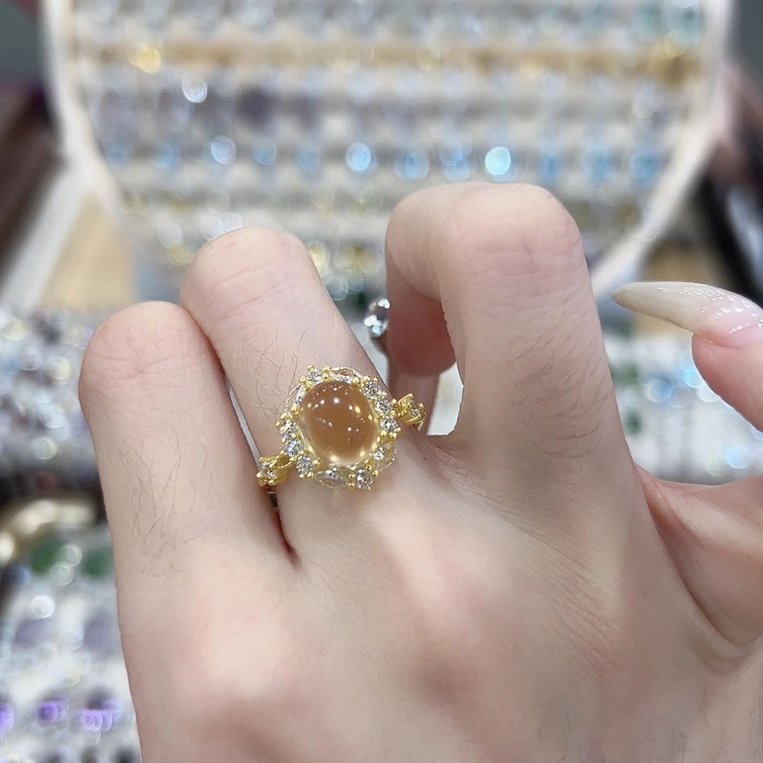 静***厂银S925镶嵌黄晶戒指