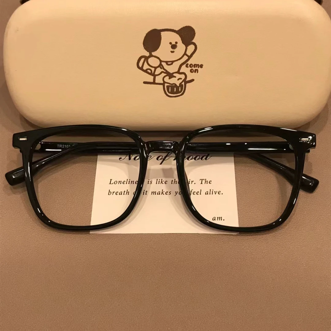 颜值杠把子!深邃黑色方框近视可配有度数男斯文伪素颜防蓝光平光