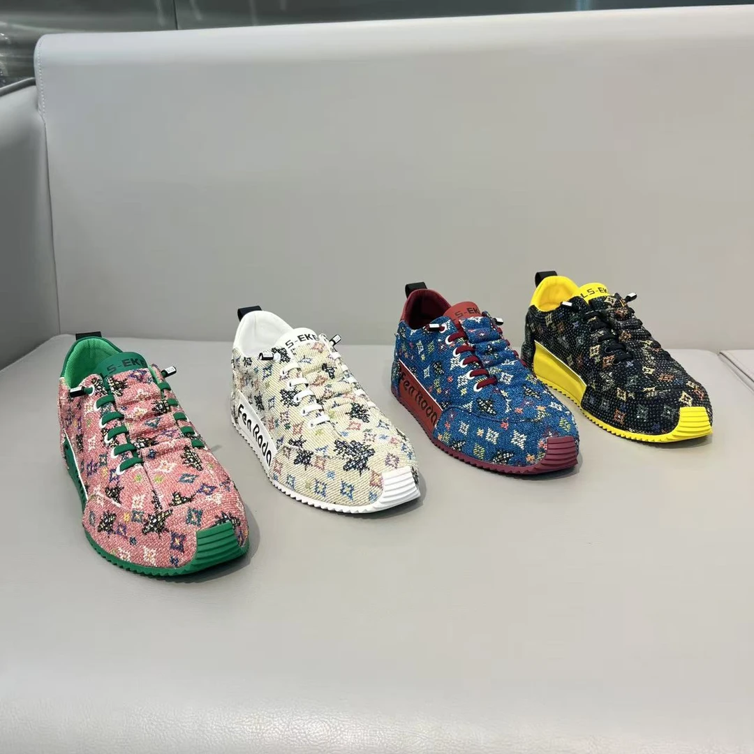 2025秋季新款厚底系带耐磨纳帕纹时尚休闲鞋低帮透气男鞋皮鞋码