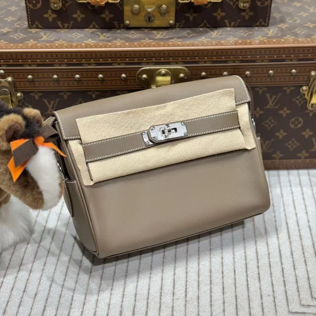 全新未使用 Hermes/爱马仕 昊哥/w刻大象灰kellymessenger包