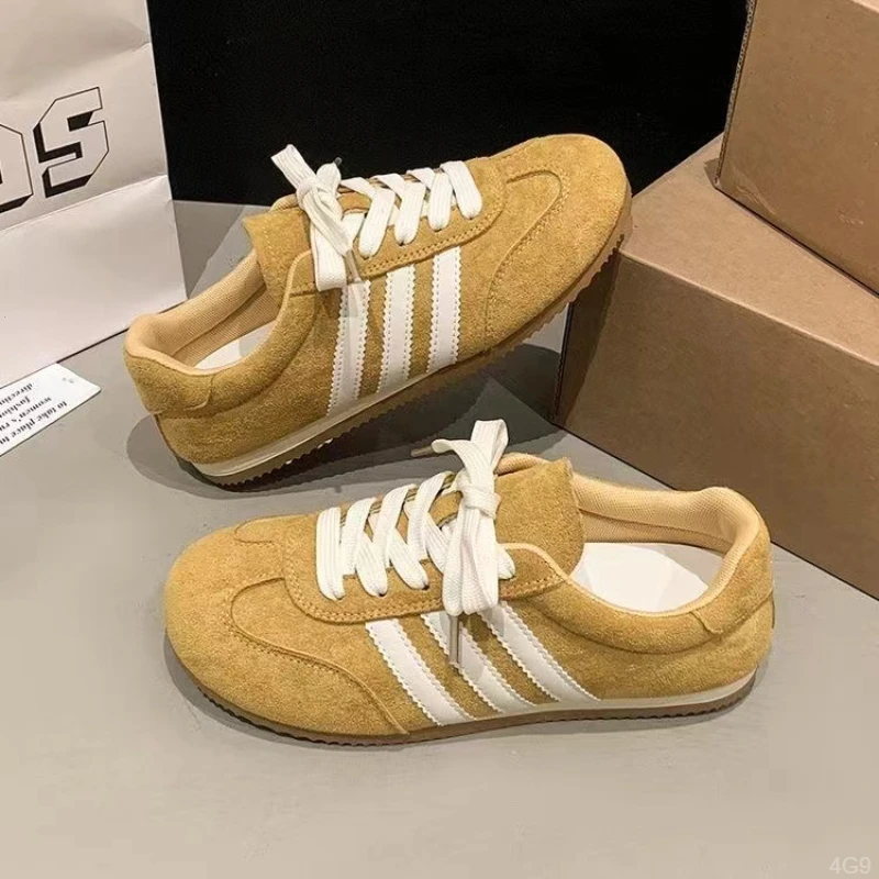 新款黄色德训鞋时尚百搭休闲厚底板鞋女运动夏季透气小众散步