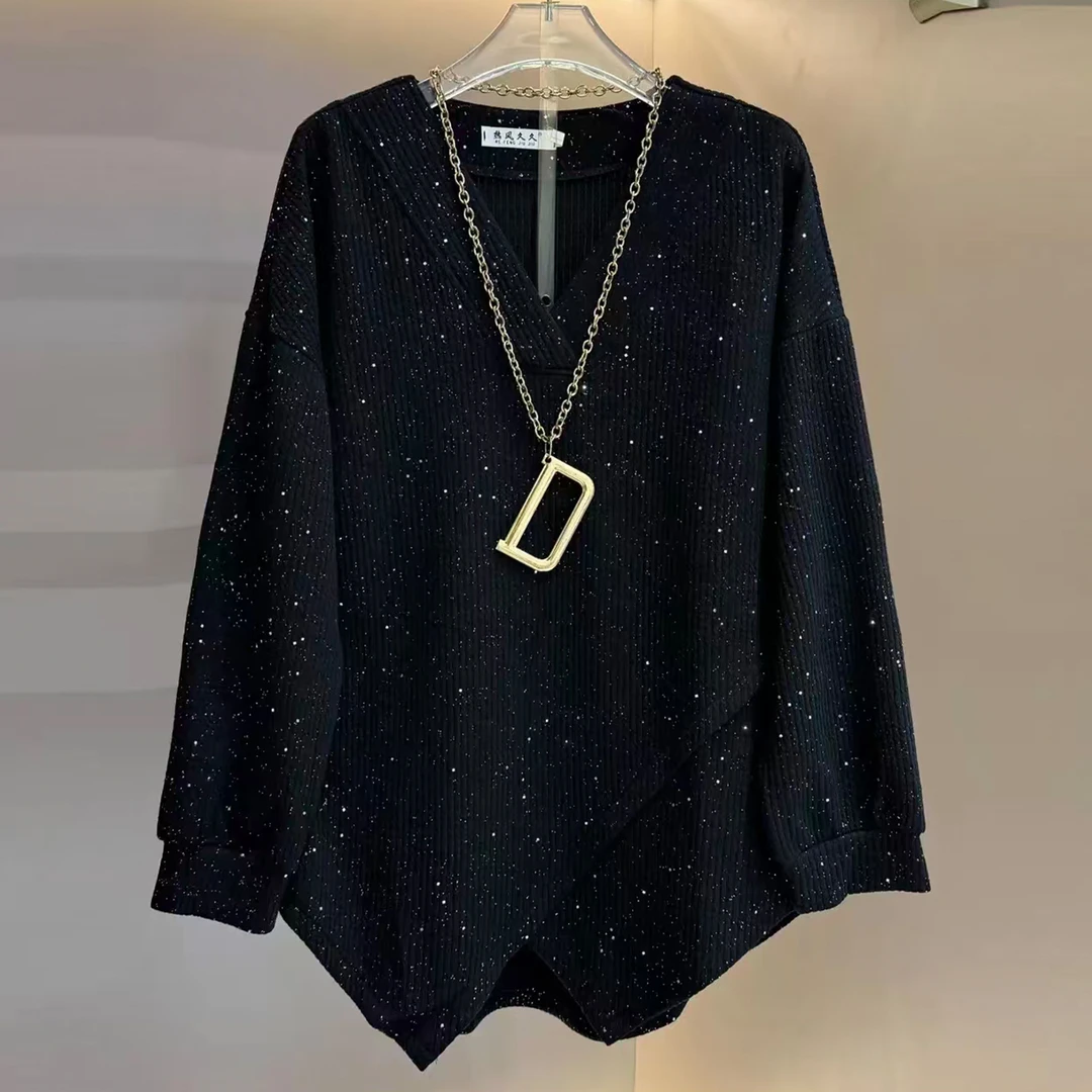 2025秋冬新款时尚休闲通勤针织衫胖妹妹大码女装韩版慵懒风上衣潮