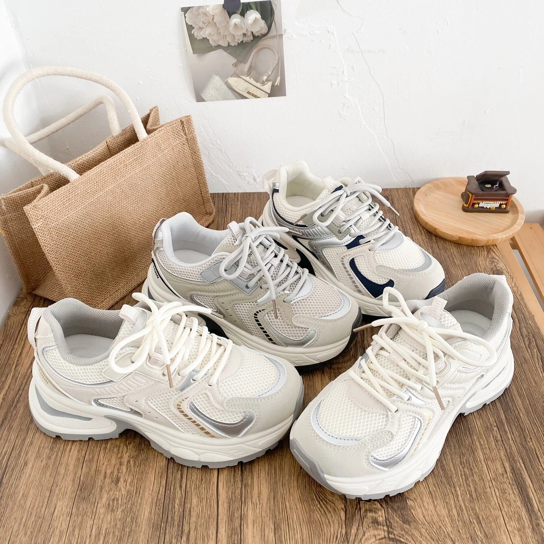 希玥乳胶鞋垫/厚底老爹鞋女鞋2025新款增高chic小众休闲运动鞋
