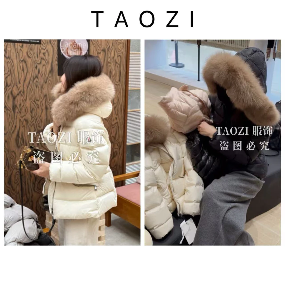【桃子自制】 10088【白富美】高端贵气大狐狸毛领 加厚90绒羽绒服