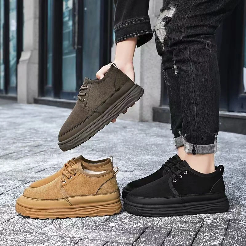 2025冬季老北京布鞋男加绒加厚一蹬雪地靴软底防滑鞋