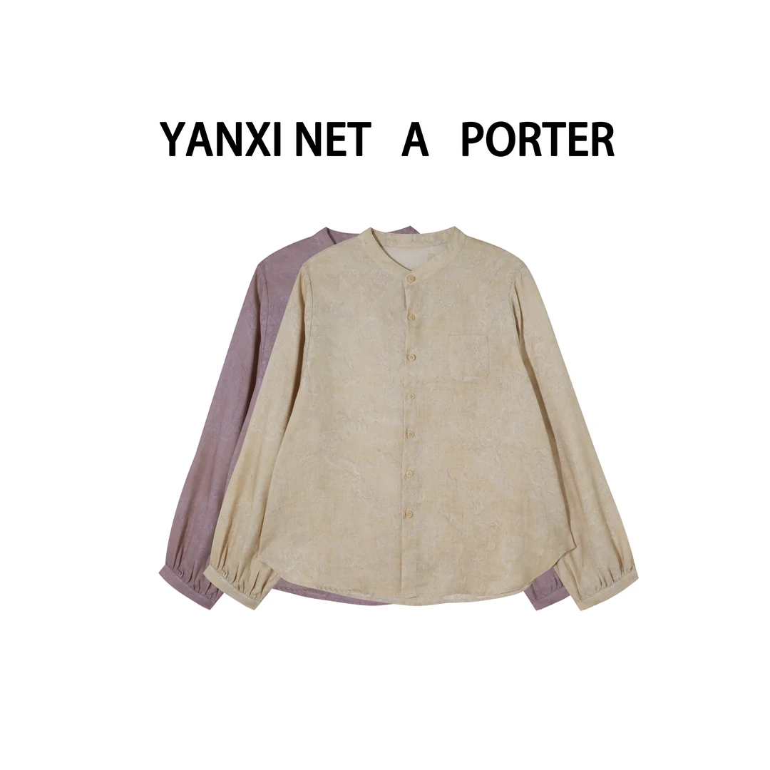 【2.16严选新品】文艺风立领暗花衬衣